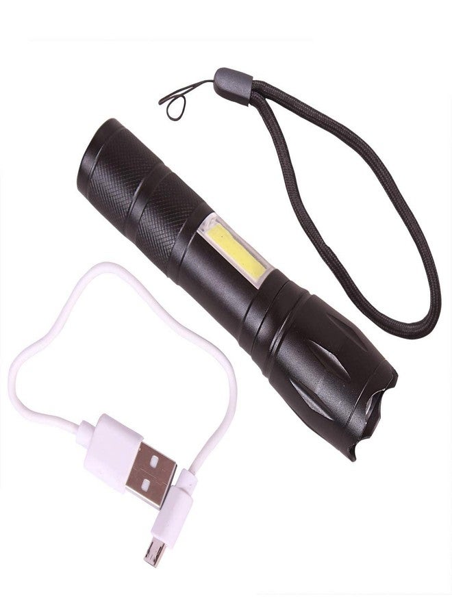 Neuronmart Metal LED Torch Flashlight with Side Light Rechargeable (Emergency Light) - Image 4